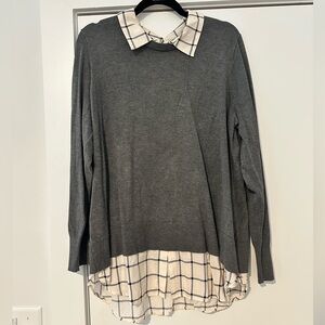 Torrid Gray Sweater with Plaid Accent